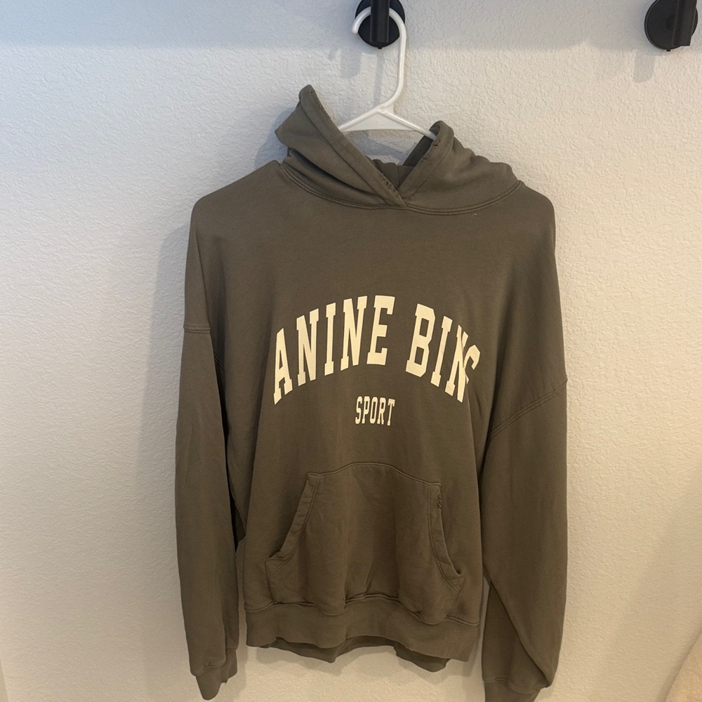 Anine Bing Olive Green Logo Hoodie